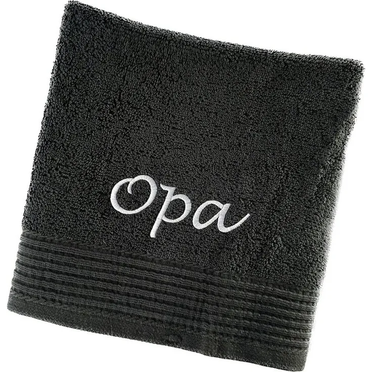 Schnoschi Handtuch Handtuch mit Oma oder Opa bestickt Gästehandtuch Duschtuch Badetuch, hochwertige Bestickung mit Oma oder Opa