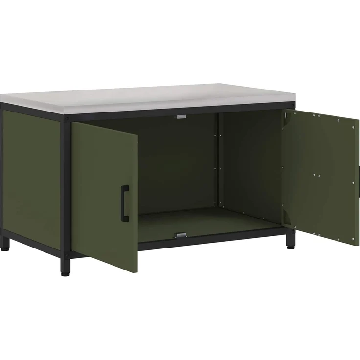 vidaXL Küchenaufbewahrung mit Regal Olive Grün 60 x 50 x 92 cm Stahl 874999 – Bild 5
