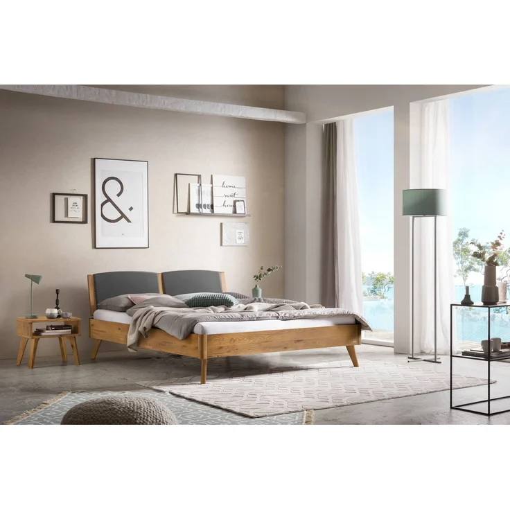 Hasena Bett Mareto Wildeiche mit gepolstertem Kopfteil 200x220 cm, Komforthöhe 25 cm – Bild 2