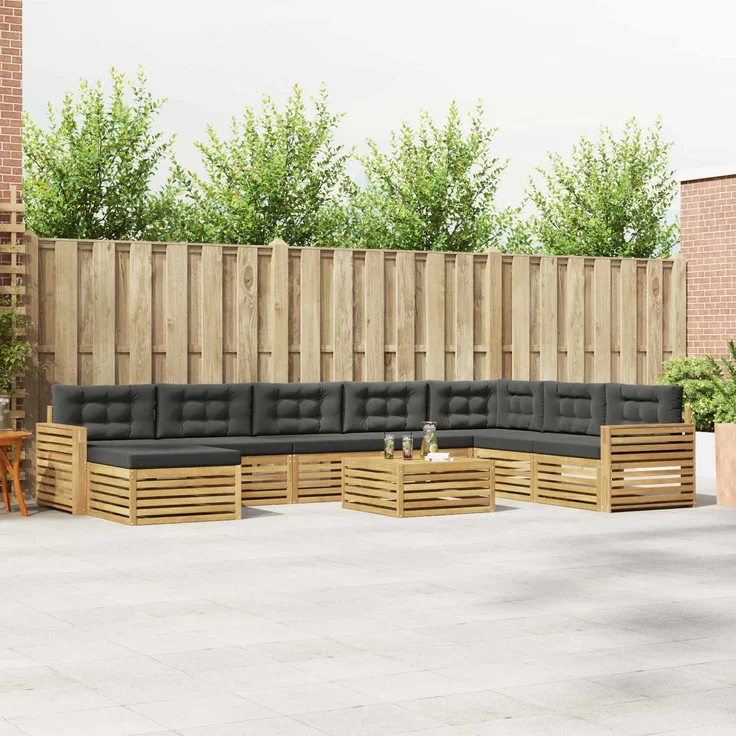 vidaXL Outdoor-Sofagarnitur 9 stk. 7-Sitzer Weiß und Anthrazit 3391012 – Bild 1