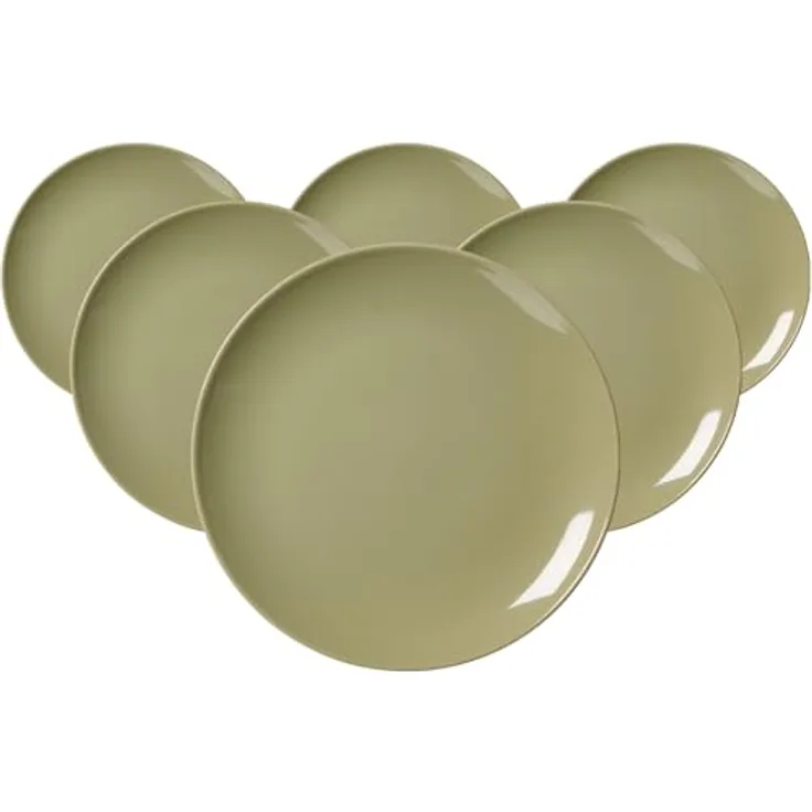 PRESOTTO Speiseteller, Grün, Keramik, Ø 26 cm, 6er Set, Spülmaschinenfest