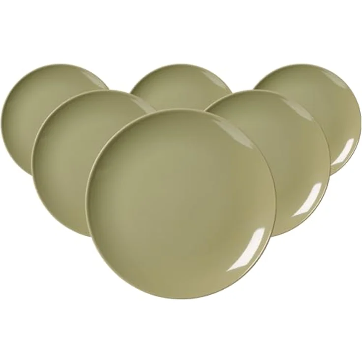 PRESOTTO Speiseteller, Grün, Keramik, Ø 26 cm, 6er Set, Spülmaschinenfest – Bild 1
