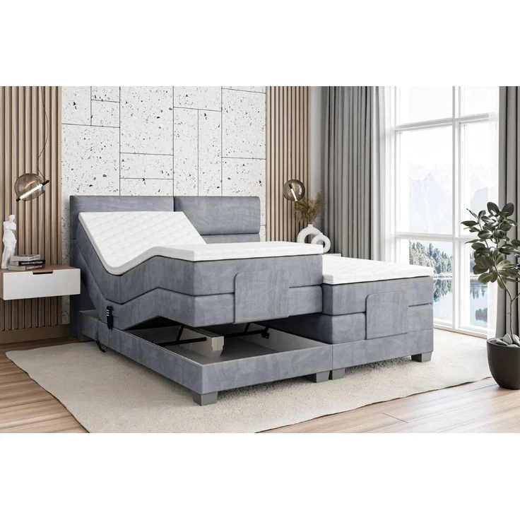 ALTDECOR Boxspringbett MAYA EL (mit Matratze Lattenrost Topper Polsterbett mit Bettkasten Doppelbett), Elektrisch verstellbar 2 x H4/Multipocket Matratz Topper Kopfteil – Bild 3