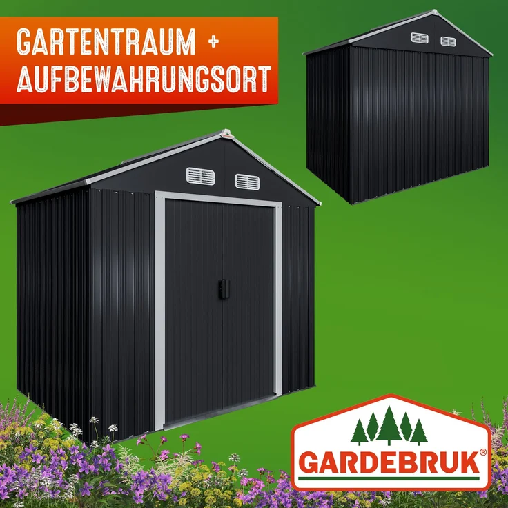 Gardebruk XL Gerätehaus mit Fundament und Kantenschutz, Metall, 196 x 132 x 188 cm – Bild 7