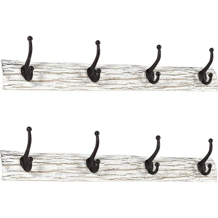 Kobolo Wandgarderobe Garderobe 2er Set VINTAGE Holz und Metall 4 Haken (2 St)