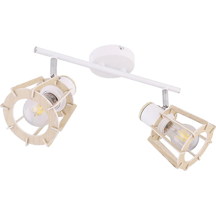 Spotleuchte, 2 Flammig, Landhausstil, Holz, natur, L 36cm – Bild 1