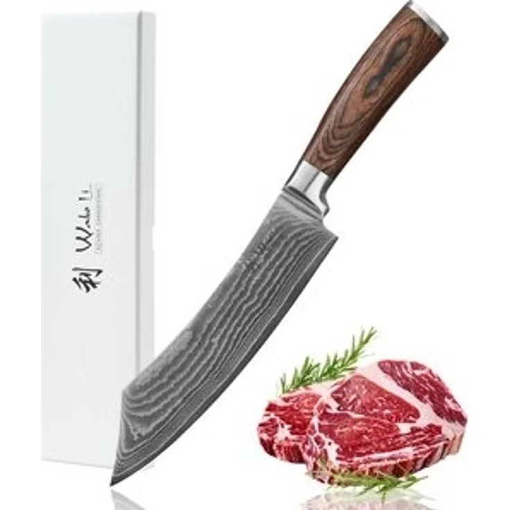Wakoli Kochmesser Edib Damast BBQ- & Blockmesser I 20 cm Klinge I Pakkaholzgriff – Bild 6