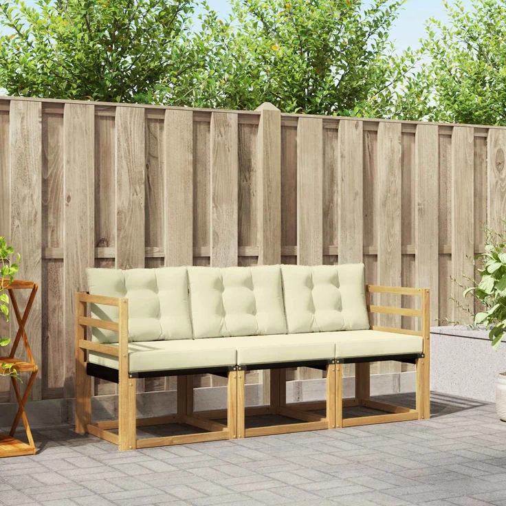 vidaXL Outdoor-Sofagarnitur 3 stk. 3-Sitzer Weiß und Creme 3389152 – Bild 1