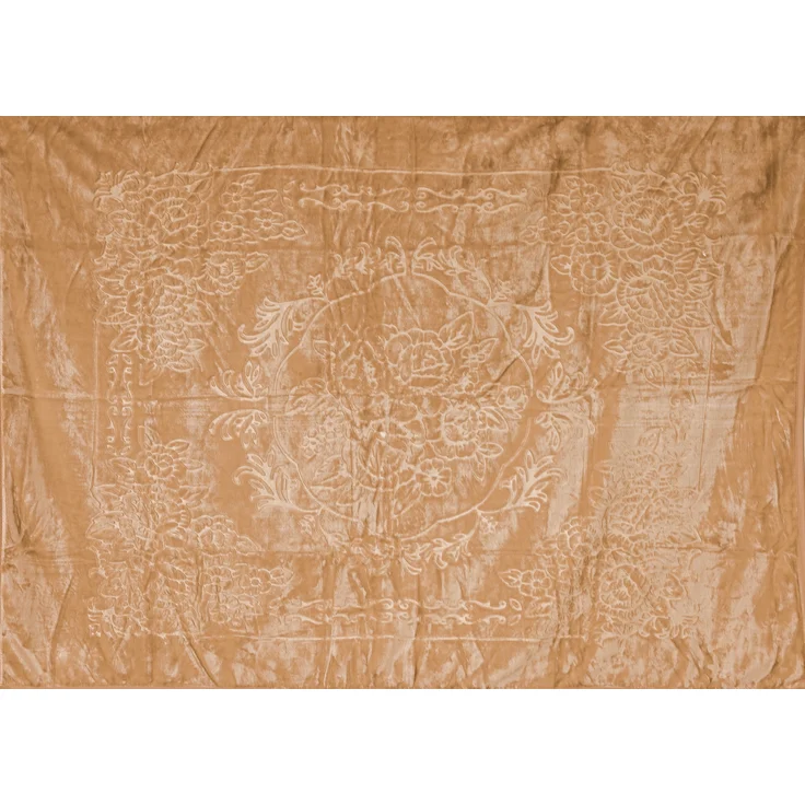 Almina Extra Weiche Wolldecke 200x240 cm 100% PES mit Blumen Muster Waschmaschinengeeinet Braun – Bild 1