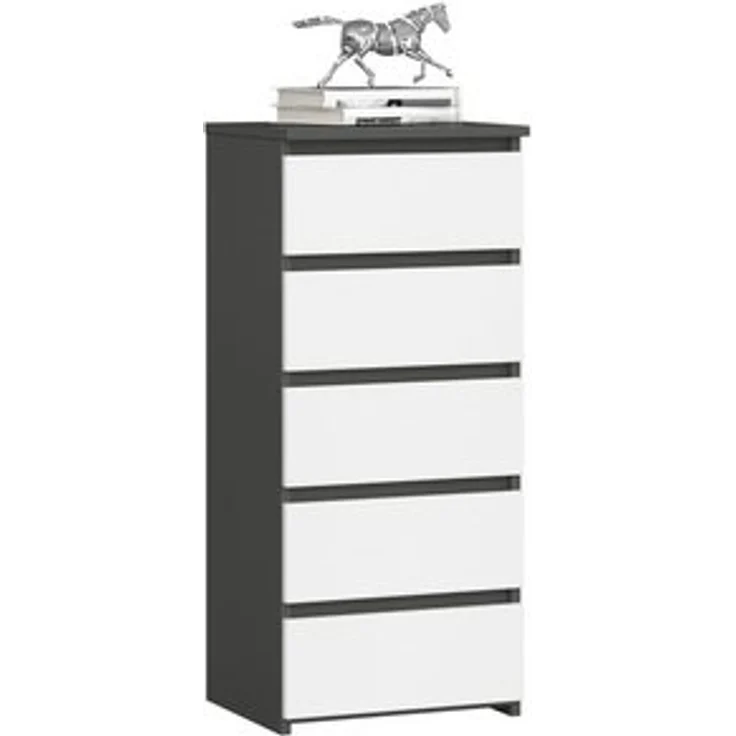 Home Collective Kommode 40 cm breit Holz Highboard Sideboard für Flur Schlafzimmer Wohnzimmer (Mehrzweckschrank Schrank schmal Kommode Schlafzimmer mit Schubladen), Kinderzimmer Organizer, 92 cm hoch mit 5 Schubladen graphit-weiß – Bild 6