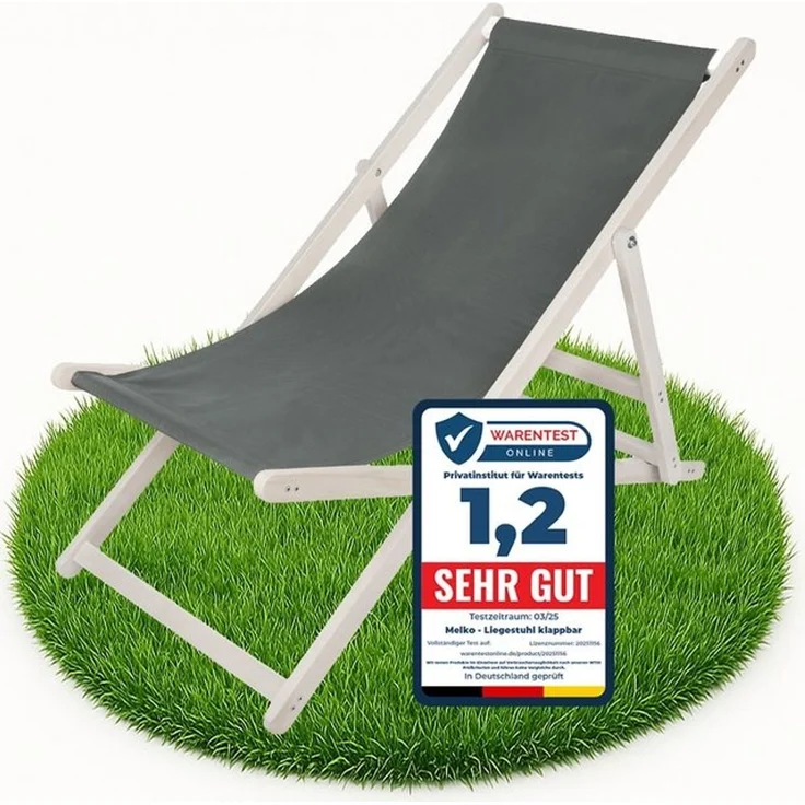 Melko Gartenstuhl Strandliege klappbar Liegestuhl Gartenliege Sonnenliege Balkon (Stück, 1 St), inkl. Sicherung gegen ungewolltes Zusammenklappen – Bild 4
