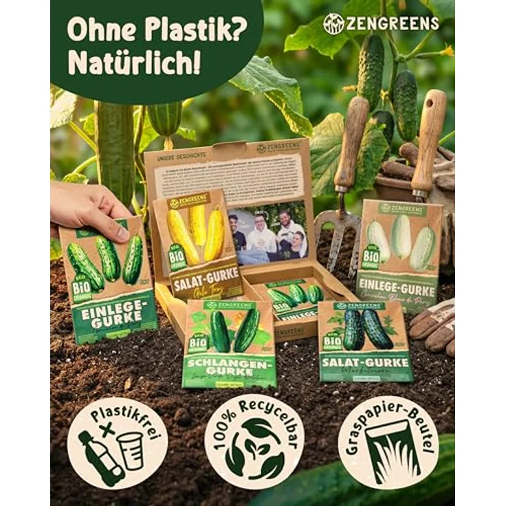 ZenGreens® - Bio Gurkensamen im 6er Set - 6 Gurken Samen für den einfachen Anbau im Garten, Balkon oder Hochbeet - Pflanzensamen - Saatgut – Bild 5