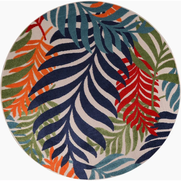 Sanat Teppich Floral Outdoor, rund, Höhe: 6 mm, In- und Outdoor geeignet, florales Design, Balkon, Terasse – Bild 1