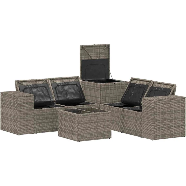 vidaXL Sofa Set 6 stk. Grau und Dunkelgrau Polyrattan und Stahl 3447568 – Bild 7