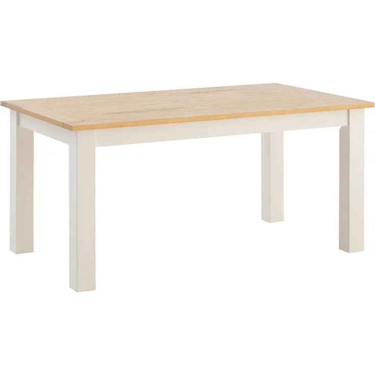 Rustikaler Esstisch Capera 160x90cm aus Massivholz in Weiß Braun für Küche & Esszimmer – Stabil & vielseitig einsetzbar
