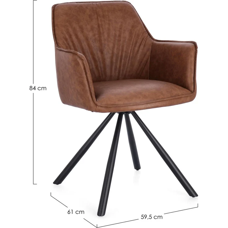 Esszimmerstuhl Breval aus Kunstleder, modern und drehbar, hellbraun, gepolstert, 4-Fuß-Gestell – Bild 5