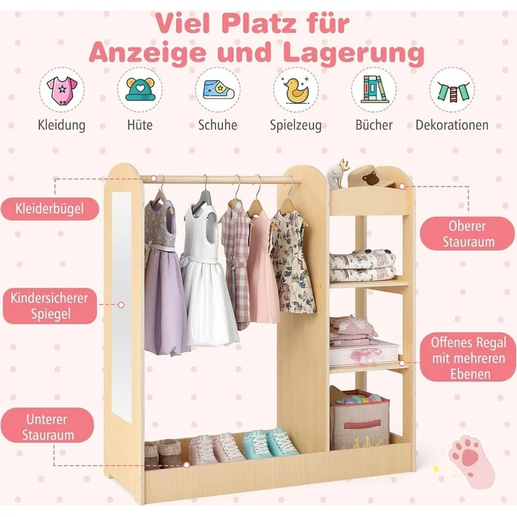 KOMFOTTEU Kleiderständer Kindergarderobe, 93,5 x 38 x 100 cm – Bild 2