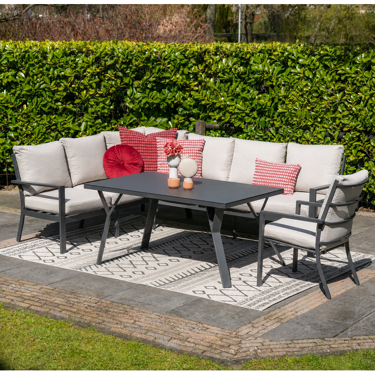 Garden Impressions Sergio Lounge Dining Set 3-teilig – Aluminium Lounge-Essgruppe für Terrasse & Garten
