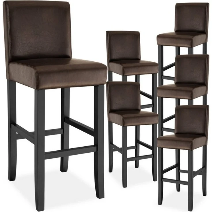 tectake Barhocker Barstuhl aus Kunstleder, gepolstert mit Rückenlehne, gepolstert mit Rückenlehne – Bild 4