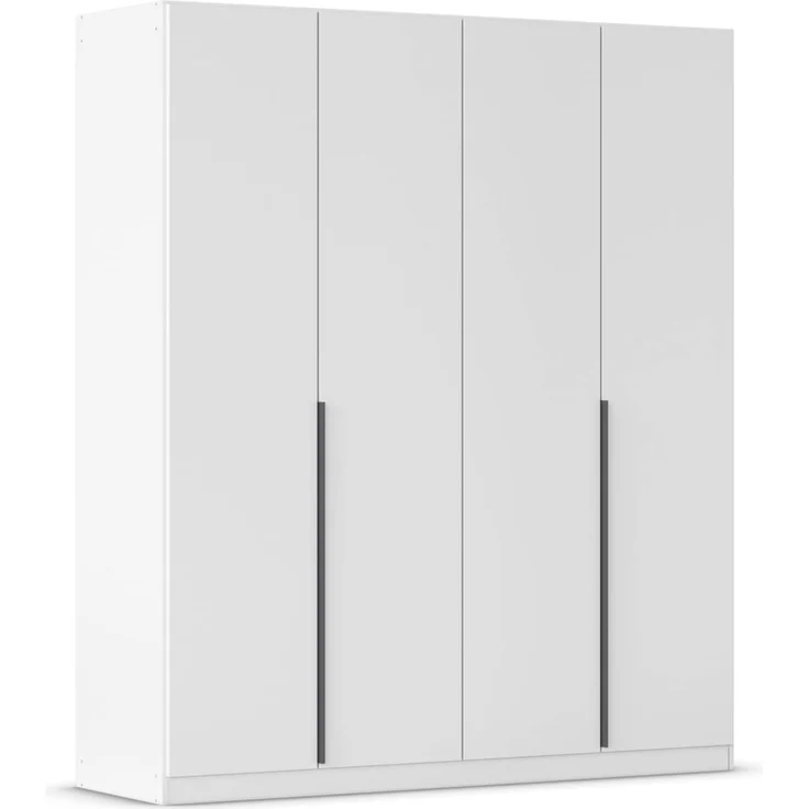 Rauch Möbel Alabama, Kleiderschrank, Garderobe, 4-türig, Zubehör Premium, 2 Kleiderstangen, 7 Einlegeböden, Schubladeneinsatz, Farbe Weiß, Griff Grau metallic, 181 x 229 x 54 cm – Bild 1