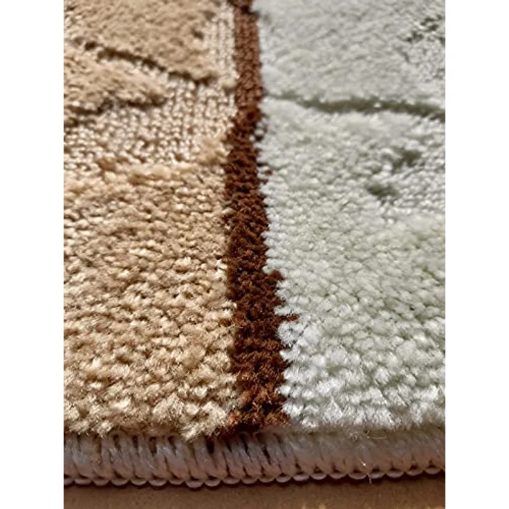 oKu-Tex Badematte Badgarnitur 2-teilig mit Ausschnitt, weich & rutschfest, fußbodenheizungsgeeignet, strapazierfähig, Polypropylen, WC-Vorleger Set mit Ausschnitt, weicher Flor, waschbar, flauschig – Bild 4