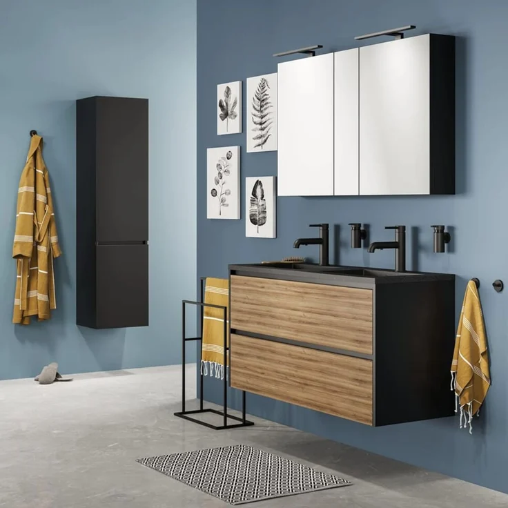 Sealskin Badematte Trellis Baumwolle 60x90 cm Schwarz und Weiß 436894 – Bild 3