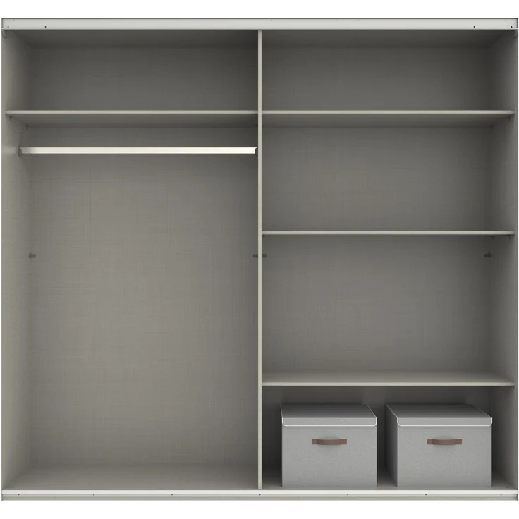 Schwebetürenschrank Kleiderschrank B225 cm H208 cm 3-türig Eiche Artisan Dekor, 1x Spiegeltür – Bild 2