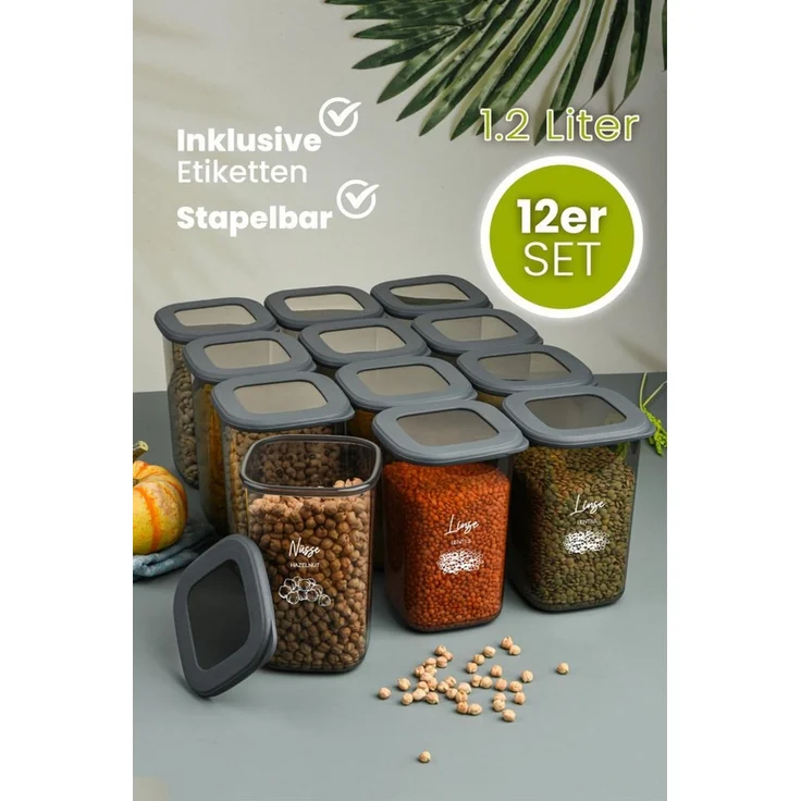 Viwares Vorratsdosen mit Deckel Luftdicht, 12er Vorratsbehälter Set BPA-Frei, Vorratsdose zur Müsli Mehl Aufbewahrung Küche, Praktische Organizer Küche, Frischhaltedosen für Lebensmittelaufbewahrung