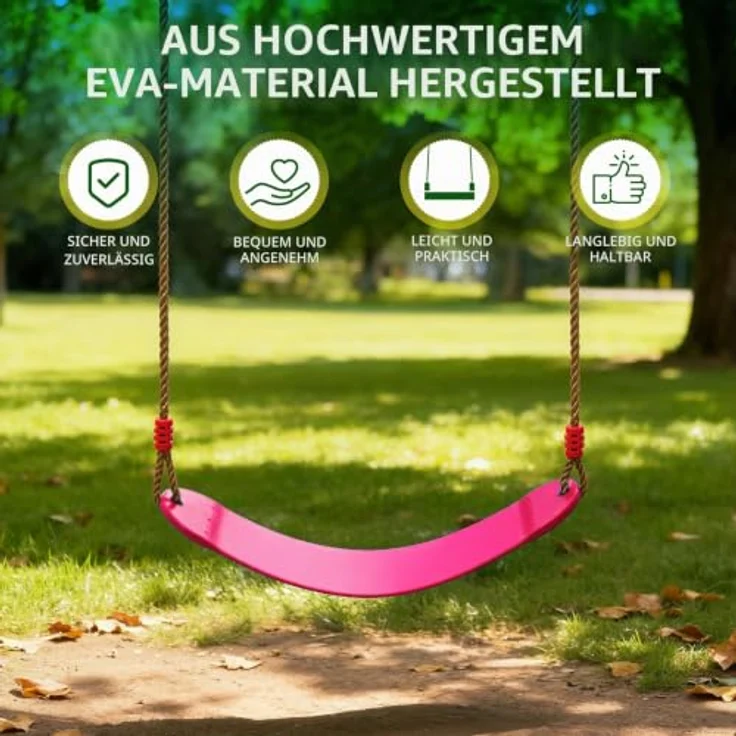 EXTSUD Schaukel Outdoor, Elastischer Kinderschaukel Eva weichen Bord U-Schaukel Brettschaukel Schaukelsitz Schaukelbrett Garten Spielzeug Kinder, Rosa – Bild 3