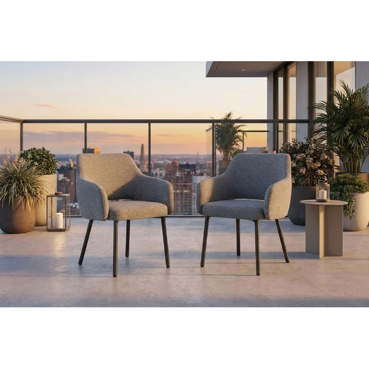 KAWOLA Gartenstuhl AMUR Outdoor Stoff grau 80 x 62 x 62 cm – Bild 5