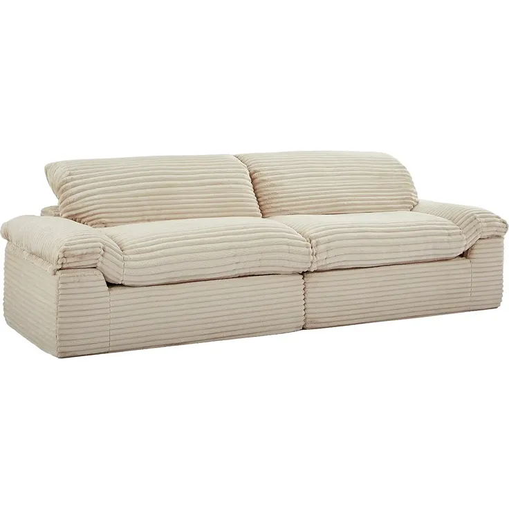 Vente-unique - SOBOSA Sofa Samt Beige - B 106 cm x H 79 cm x L 306 cm – Bild 3