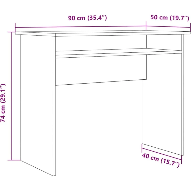 vidaXL Schreibtisch Artisan-Eiche 90x50x74 cm Holzwerkstoff 855977 – Bild 8