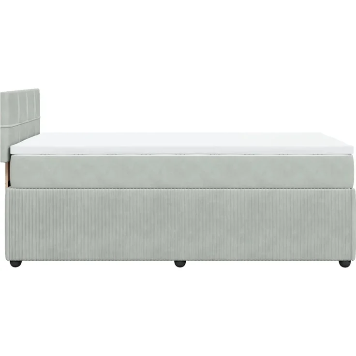 vidaXL Boxspringbett mit Matratze Hellgrau 90x190 cm Samt 3287626 – Bild 9