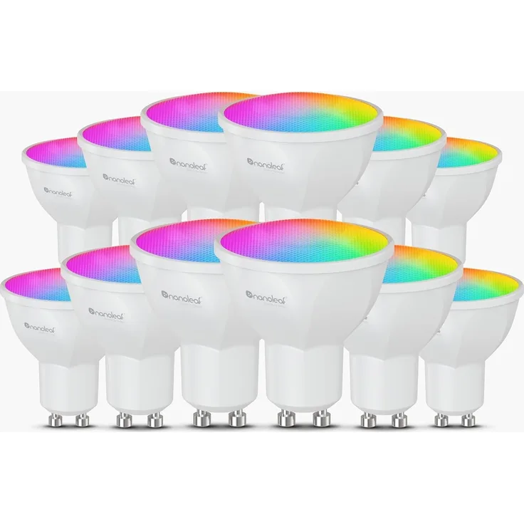Nanoleaf Matter Essentials Glühbirne, 12 Smarten RGBW GU10 LED Lampen - Matter über Thread, Bluetooth 16 Mio. Farben LED Lampen, Bildschirm Sync, Funktioniert mit Google Home Apple, Deko & Gaming