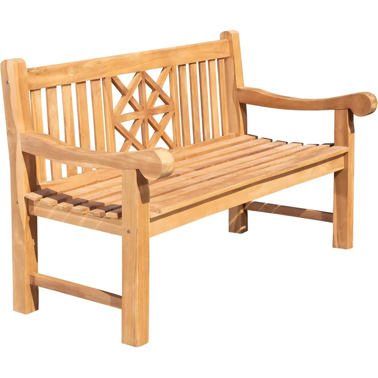 Gartenbank Teakbank VUZAR - Holz Teak 150x72x92 cm | Holzbank 150 Cm Gartenbank Sitzbank Mit Lehne Wetterfest Bank Garten Terrasse