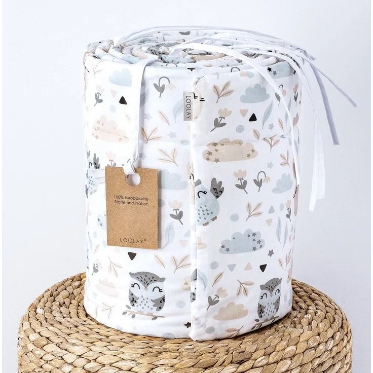 Loolay Bettnestchen HASE Beige Bettumrandung 420, 360, 210, 180 x 30cm Baumwolle BABYNEST, (Babybett Bettschutzgitter Umrandung Baby Kopfschutz, Premium Babyausstattung Ostern GESCHENK), LOOLAY® - 100% Europäische Stoffe und Kleinserien-Nähen! – Bild 3