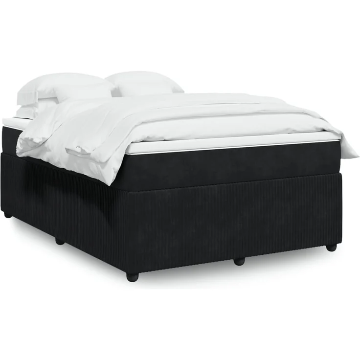 vidaXL Boxspringbett mit Matratze Schwarz 140x190 cm Samt 3285640 – Bild 1