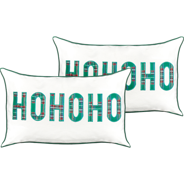 Kissen 2er Set Mit Aufschrift JOYCANDY Baumwolle 30 x 50 cm Weiß