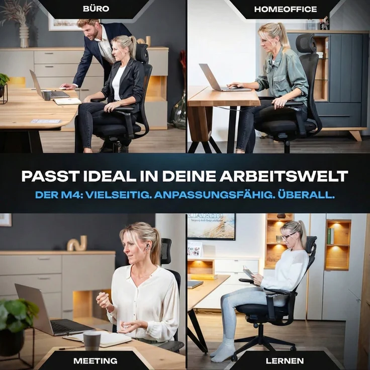 VALKENSTOL M4 Bürostuhl Ergonomisch Testsieger mit 5D Armlehnen und Kopfstütze für maximale Bewegungsfreiheit, Bequeme und Rückenfreundliche Bürostühle, Schreibtischstuhl, Home Office Chair – Bild 6