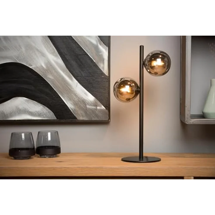 Lucide Tycho 45574/02/30, Retro Nachttischlampe aus Stahl und Echtglas mit zwei Lichtpunkten in unterschiedlichen Höhen – Bild 4