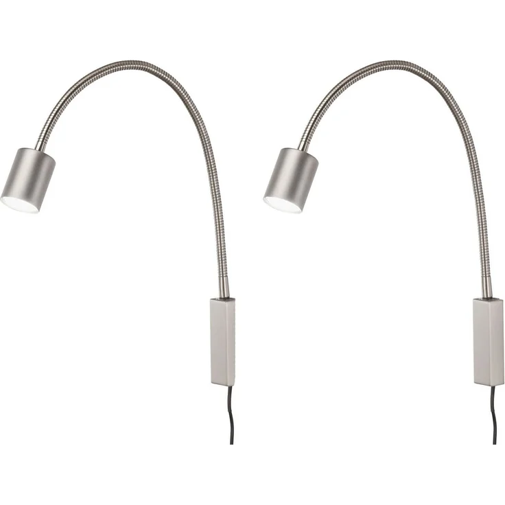 2er SET Wandlampen & Bettlampen Silber, Schwanenhals Leselampen, Breite 6cm – Bild 2