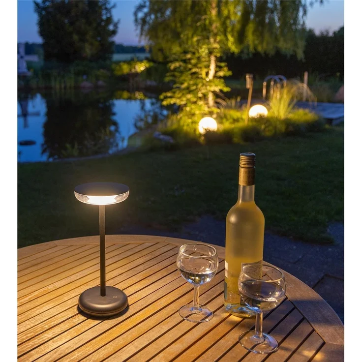 LED Akku-Tischleuchte "Foco Luz" 2900K, IP44, dimmbar, 26cm, matt schwarz – Bild 10