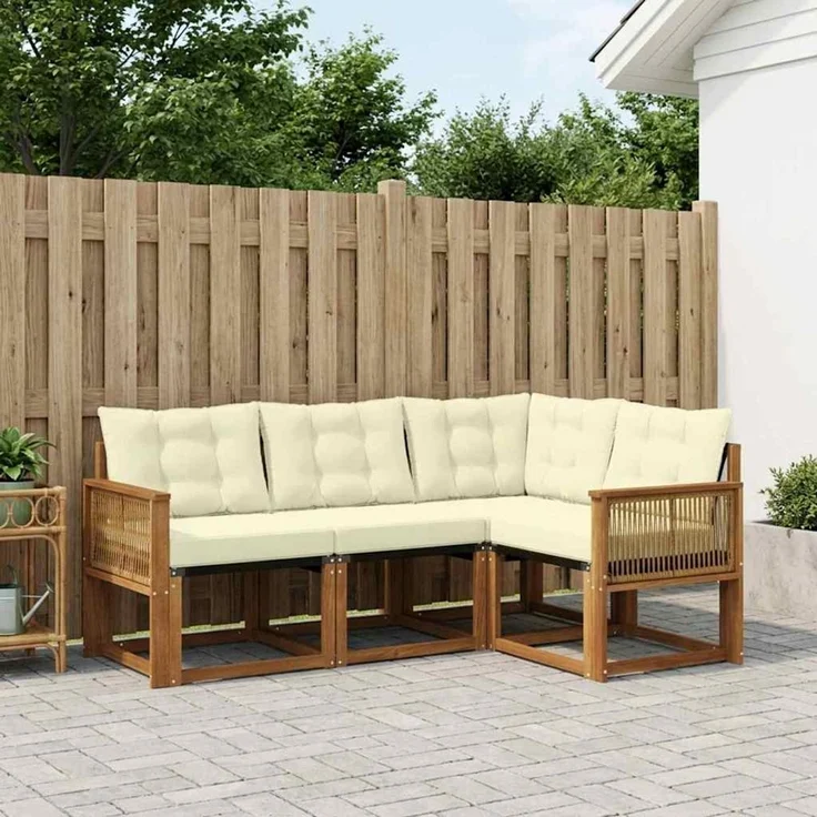 vidaXL Outdoor-Sofagarnitur 4 stk. 4-Sitzer Natur und Creme 3381922 – Bild 1