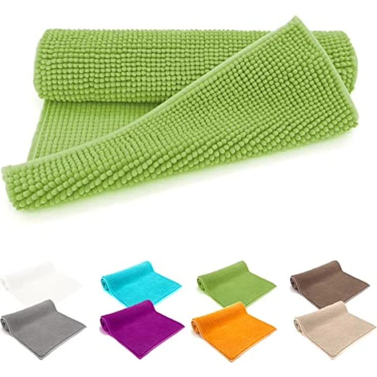 heimtexland Badematte Badvorleger Chenille Badteppich Duschvorleger, rutschhemmend beschichtet, Fußbodenheizung geeignet, fußbodenheizungsgeeignet, saugstark, schnell trocknend, strapazierfähig, rutschfest, Polyester, rechteckig, 45x50 cm, Hochflor, su... – Bild 1