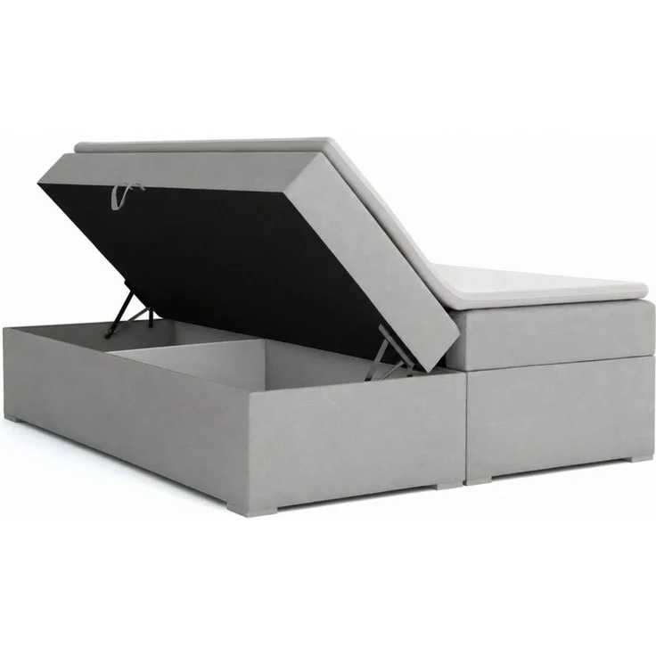 Deine Möbel 24 Boxspringbett VIKA Komplettbett Polsterbett Boxbett Bonellfederkernmatratzen H3 (Boxbett Taschenfederkern-Matratzen H4 optional, 1-St, Matratzen H3 / H4 zur Auswahl, Beige Grau Hellgrau Dunkelgrau Schwarz), inkl Topper Bettkästen, 120x20... – Bild 3