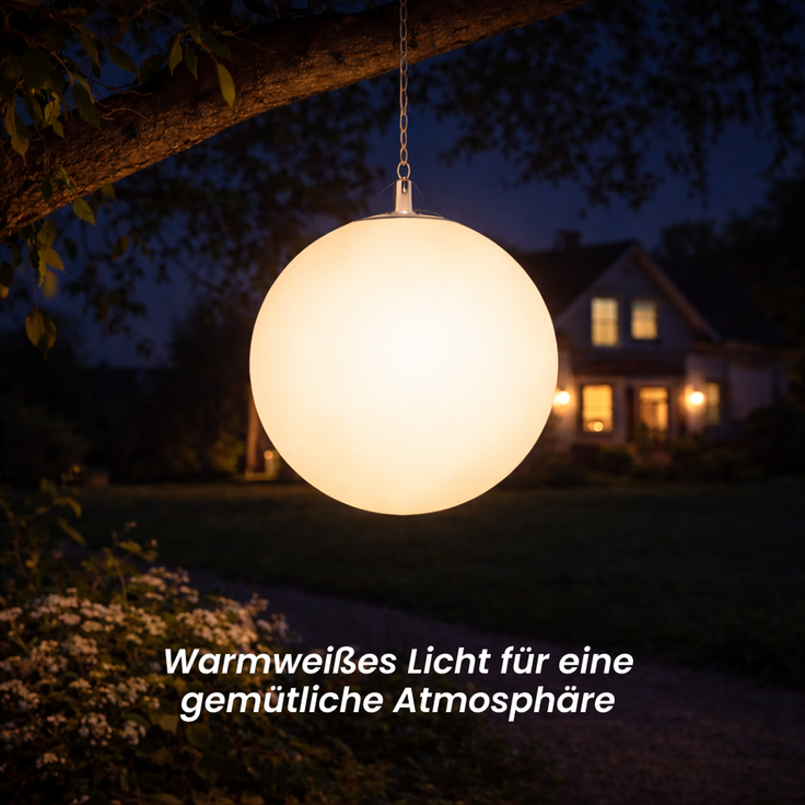 Star Trading Solar Dekoration Globy 30cm, Warmweiß LED, 35/70 Lumen, Dämmerungssensor, Hängende Garten Kugel, Außenleuchte, Weiß – Bild 5