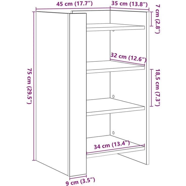 vidaXL Sideboard Betongrau 45x35x75 cm Holzwerkstoff 848384 – Bild 9