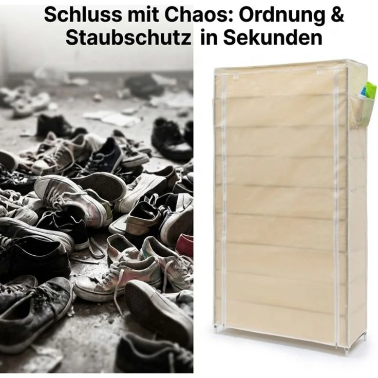 Relaxdays 2 x Schuhschrank VALENTIN hoch beige – Bild 3