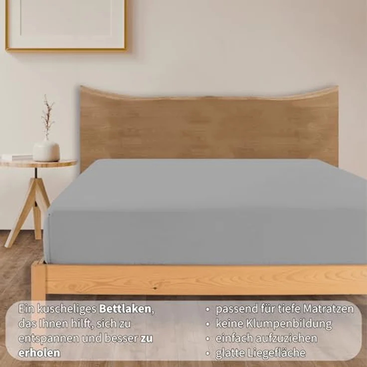 Jersey Spannbettlaken Baumwolle 90x200+30 cm, diverse Farben Grau – Bild 8