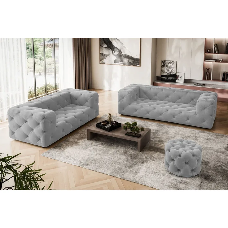 Places of Style 2-Sitzer FOLLINA, 2-Sitzer Sofa mit klassischer Chesterfield-Knopfheftung